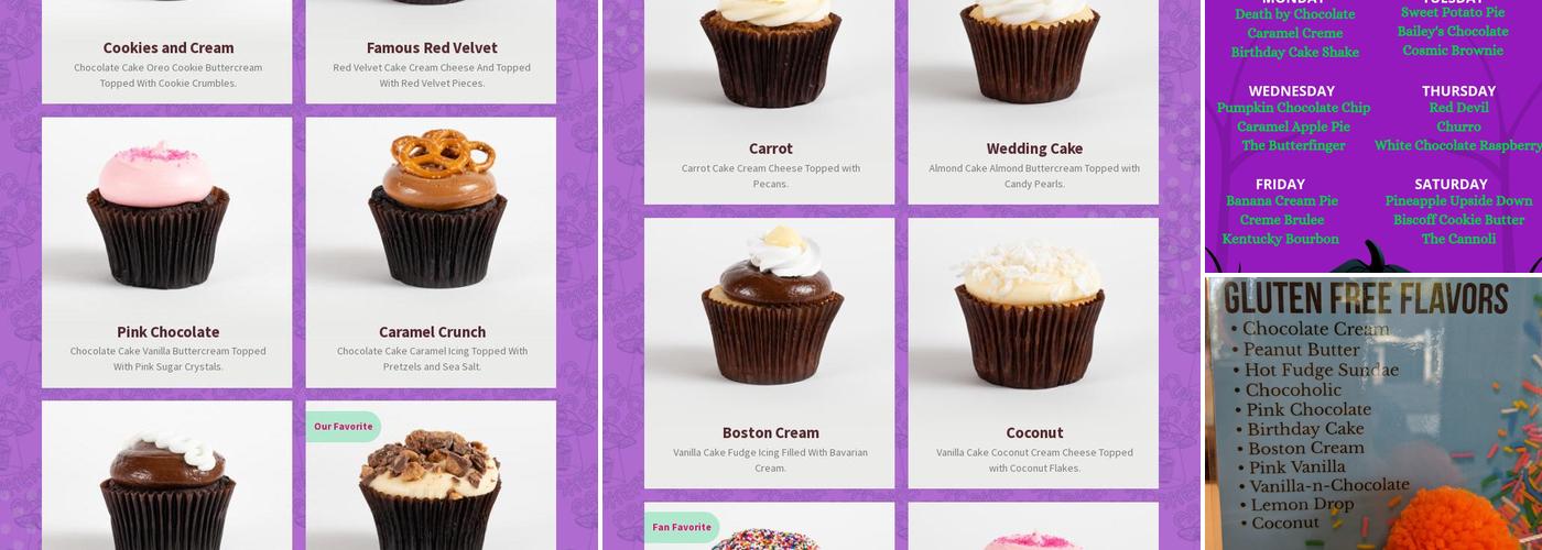 Area 51 Cupcakery Menu