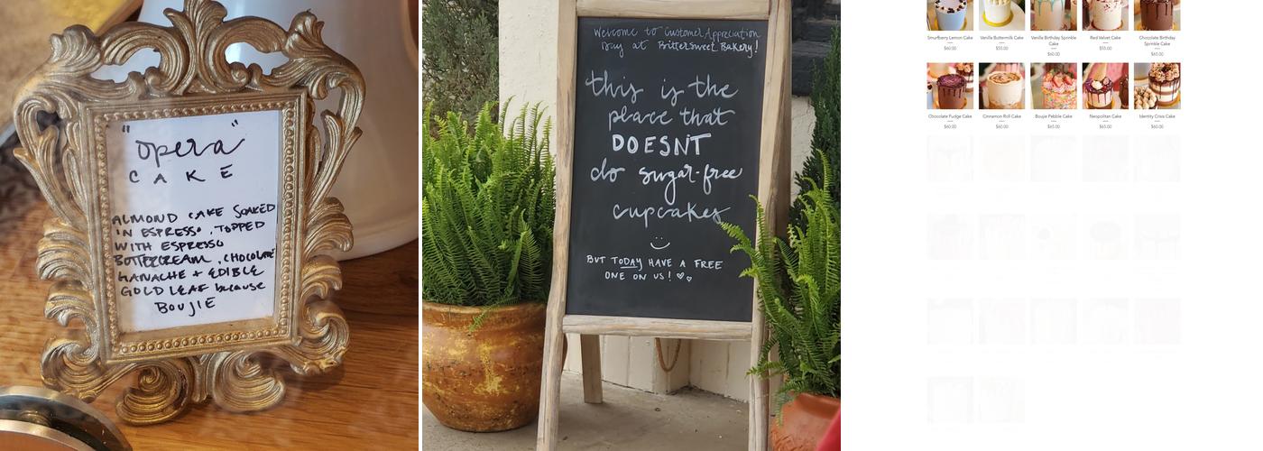 Bittersweet Bakery Menu