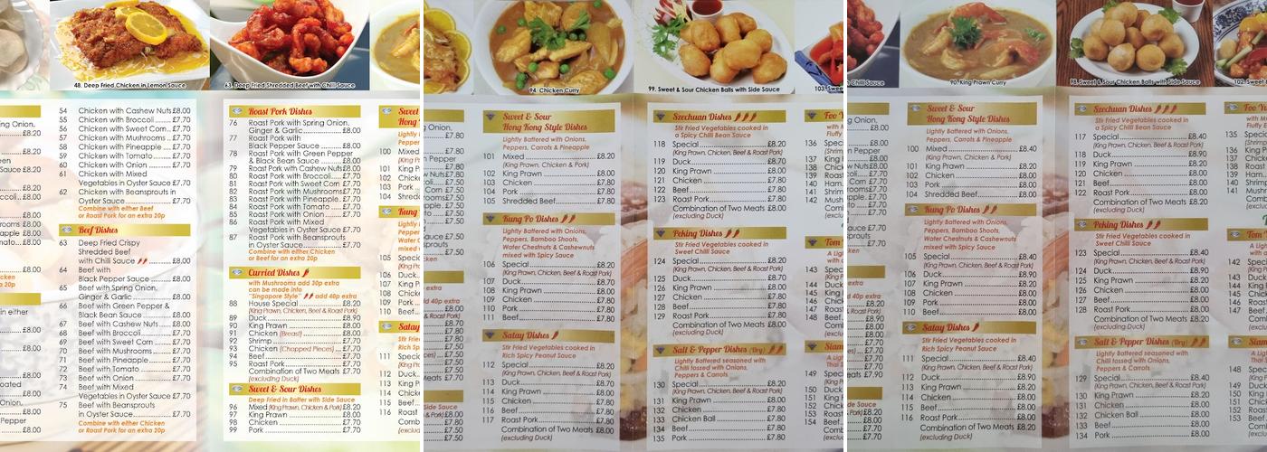 New Diamond Take Away Menu