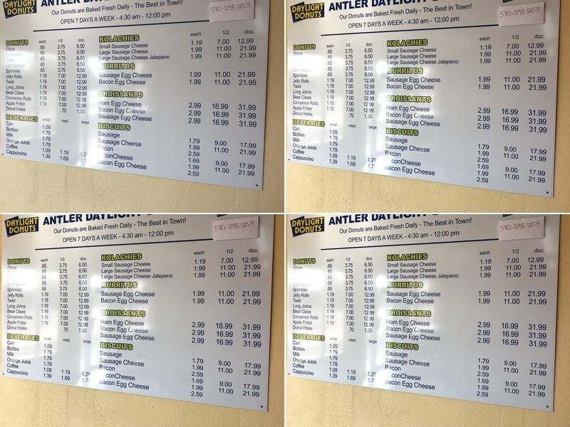 Daylight Donuts Menu
