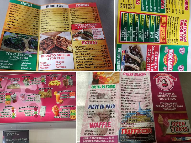 La Michoacana Menu