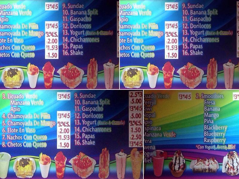 Paleteria Arco Iris Menu