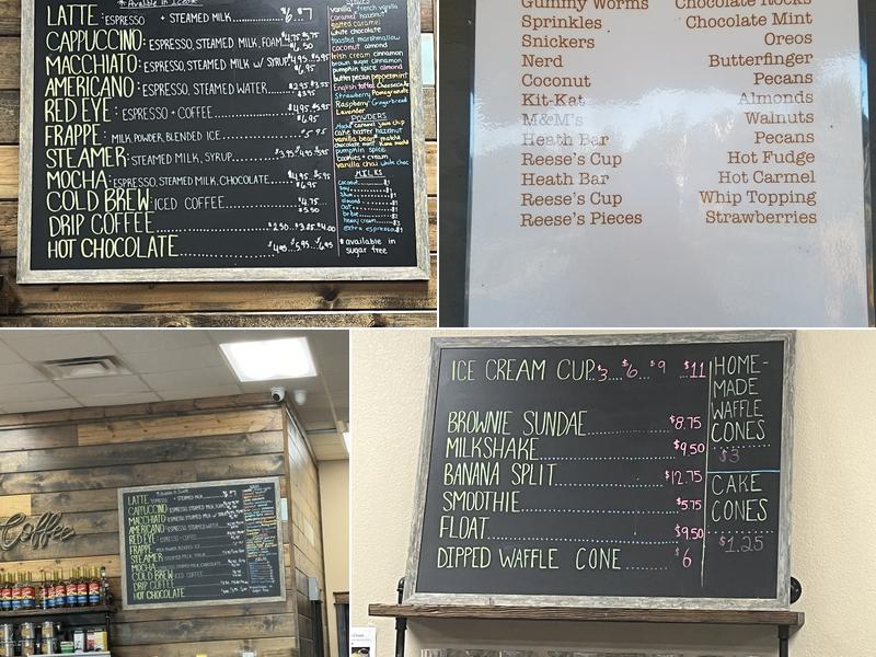 Okie Girls Coffee & Ice Cream Menu