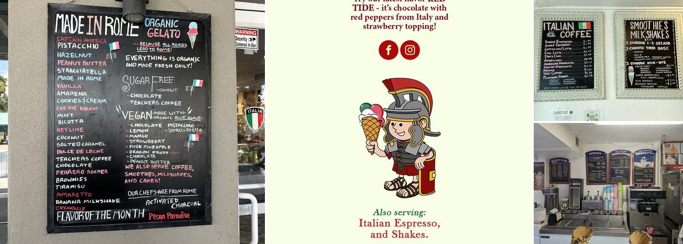 Made In Rome Organic Gelato Menu