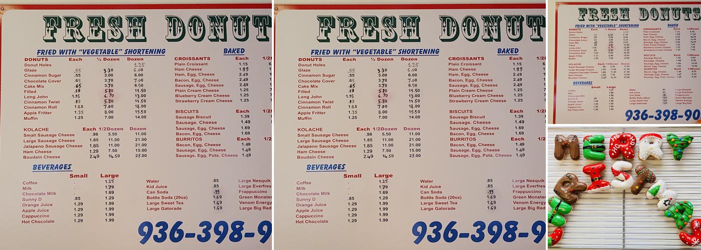 Fresh Donuts Menu