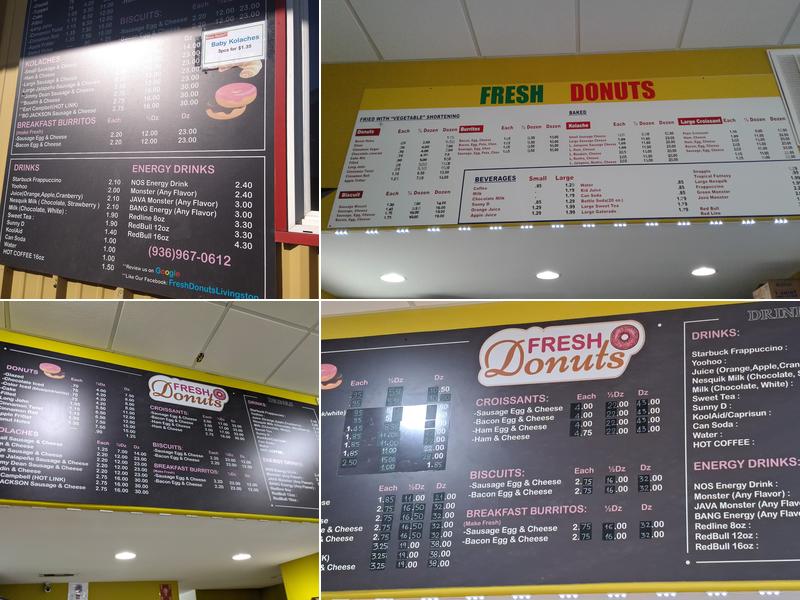 Fresh Donuts Menu