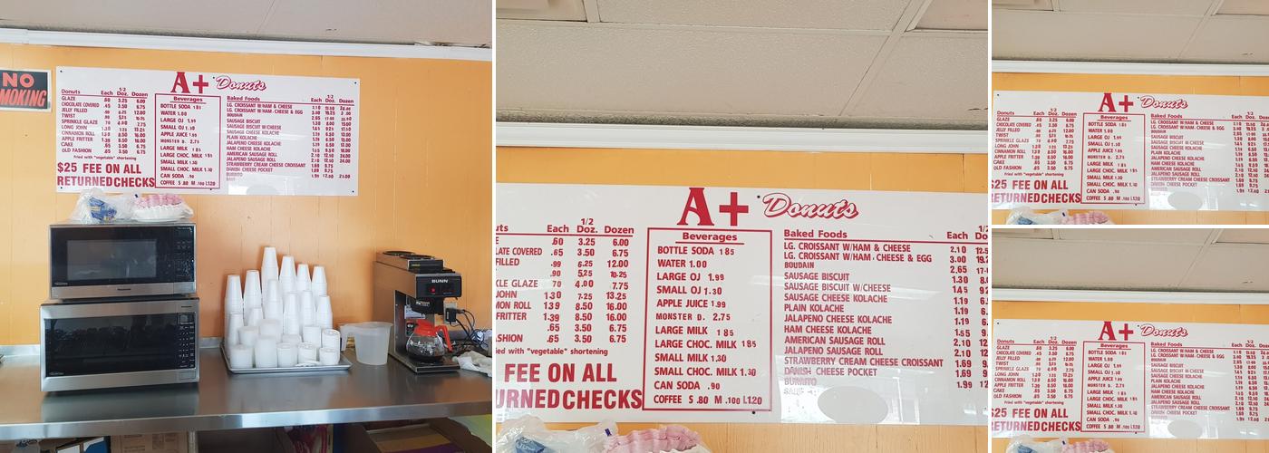 A+ Donuts Menu