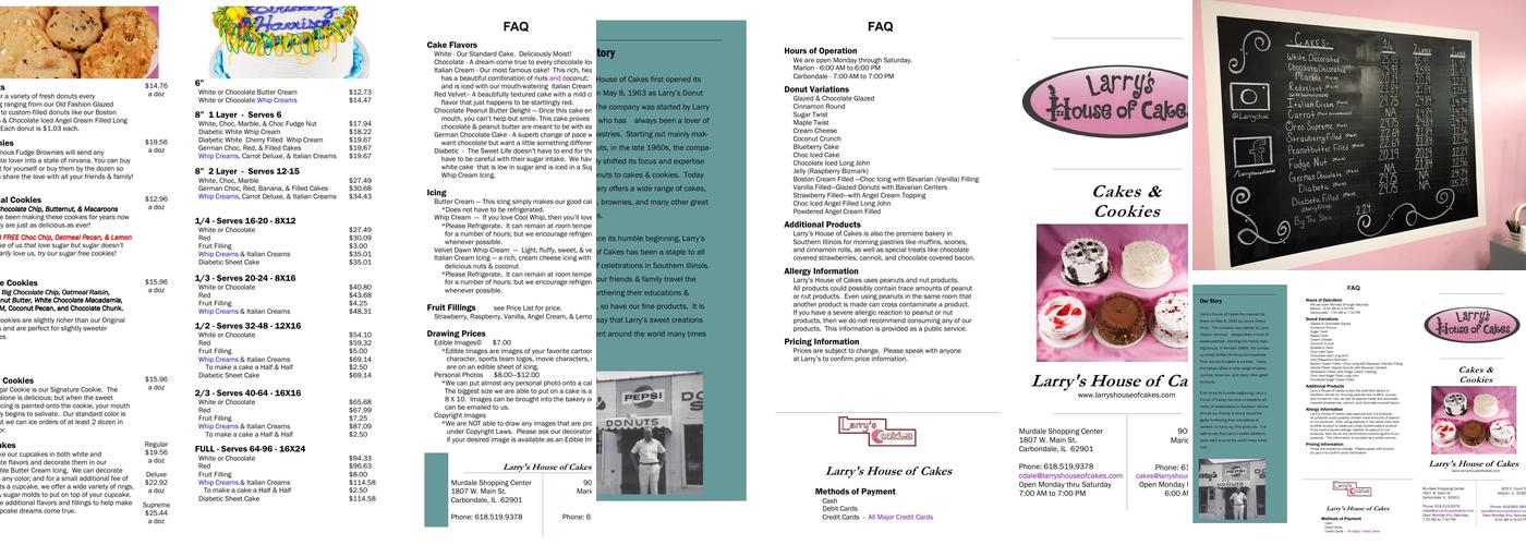 Larry's House of Cakes Menu