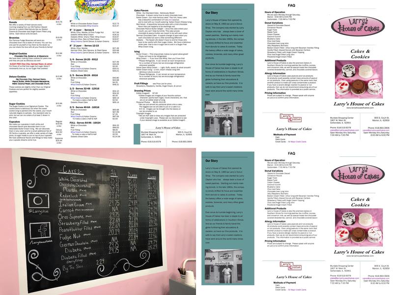 Larry's House of Cakes Menu