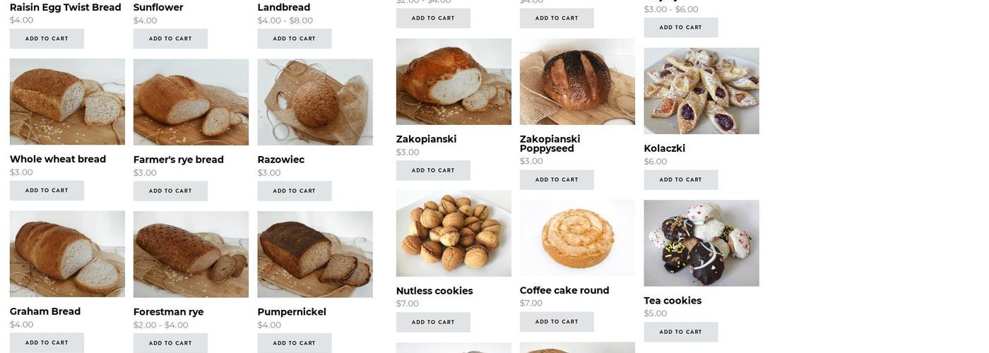 Ideal Bakery Menu
