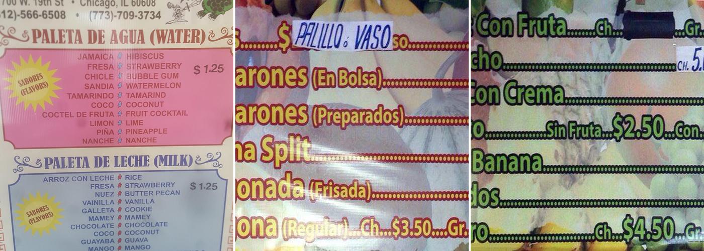 Carrucel Paleteria Menu