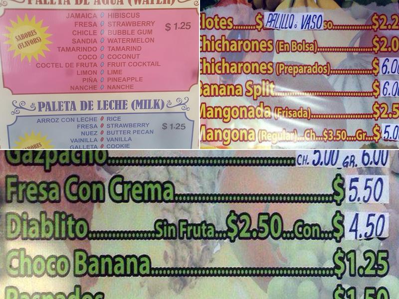 Carrucel Paleteria Menu