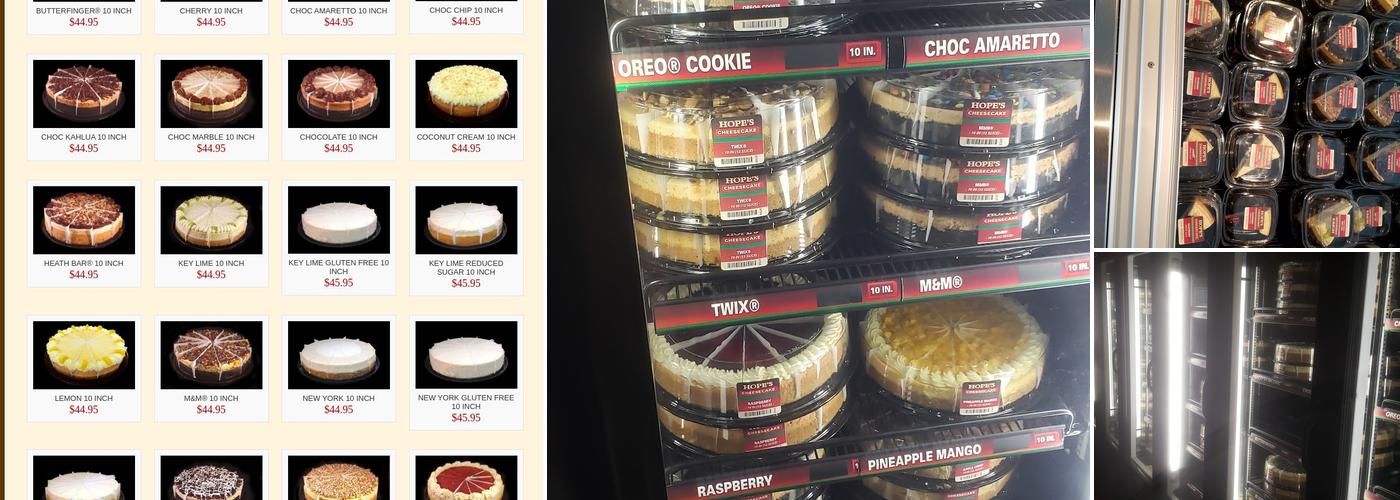 Hope's Cheesecake Menu