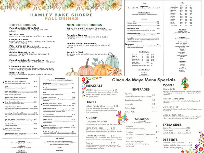 Hamley Bake Shoppe, LLC Menu