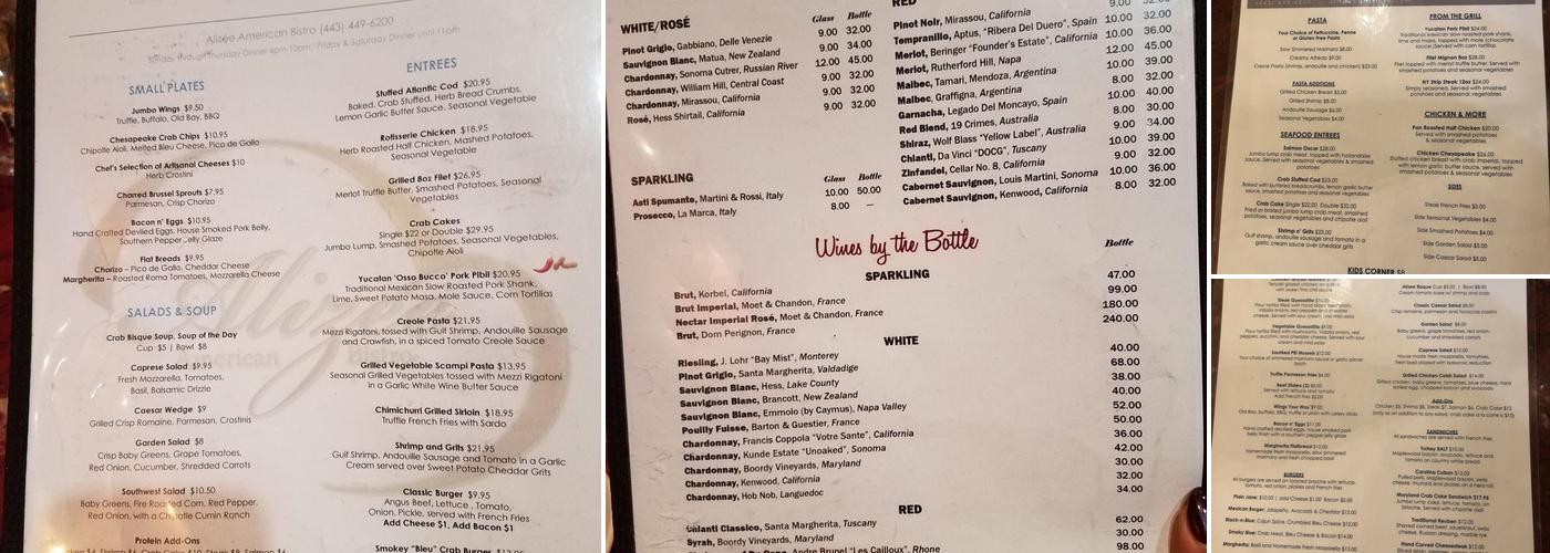 Alizee Menu