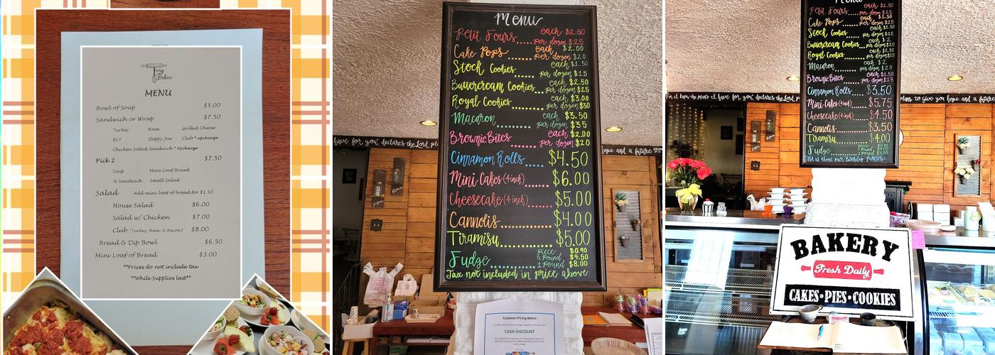 Tiny Baker, LLC. Menu