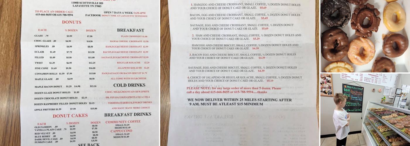Donut Time Menu
