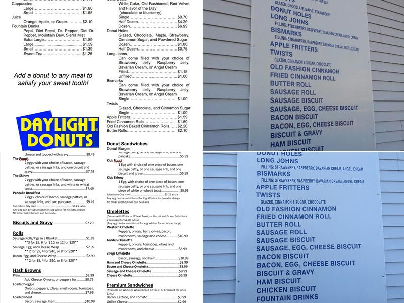 Daylight Donuts Menu
