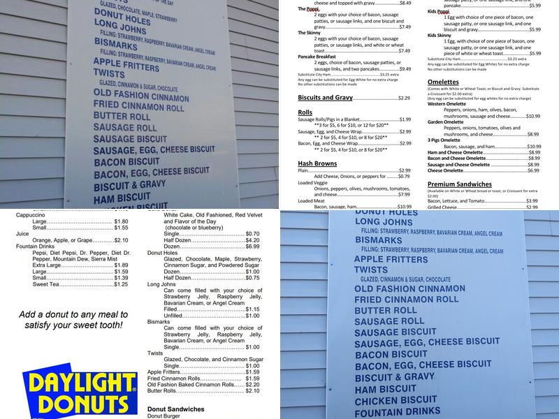 Daylight Donuts Menu