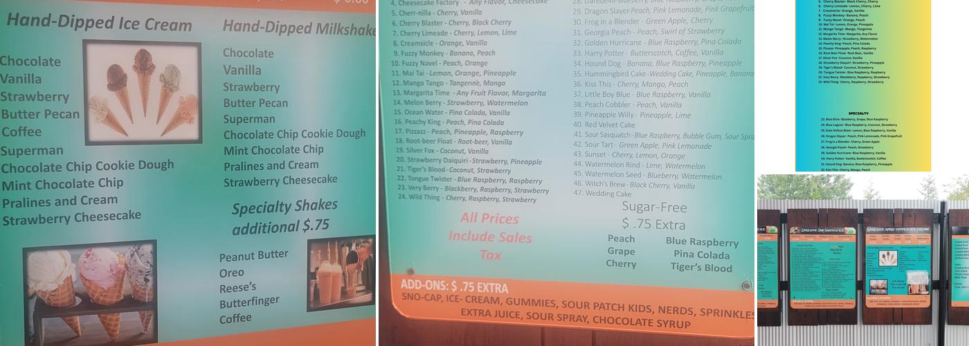 Lakeside Sno and BBQ Menu