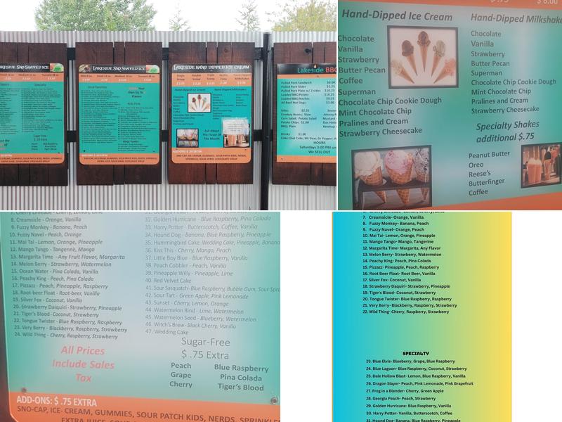 Lakeside Sno and BBQ Menu