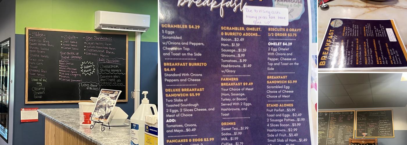 Farm House Bakery Cafe Menu