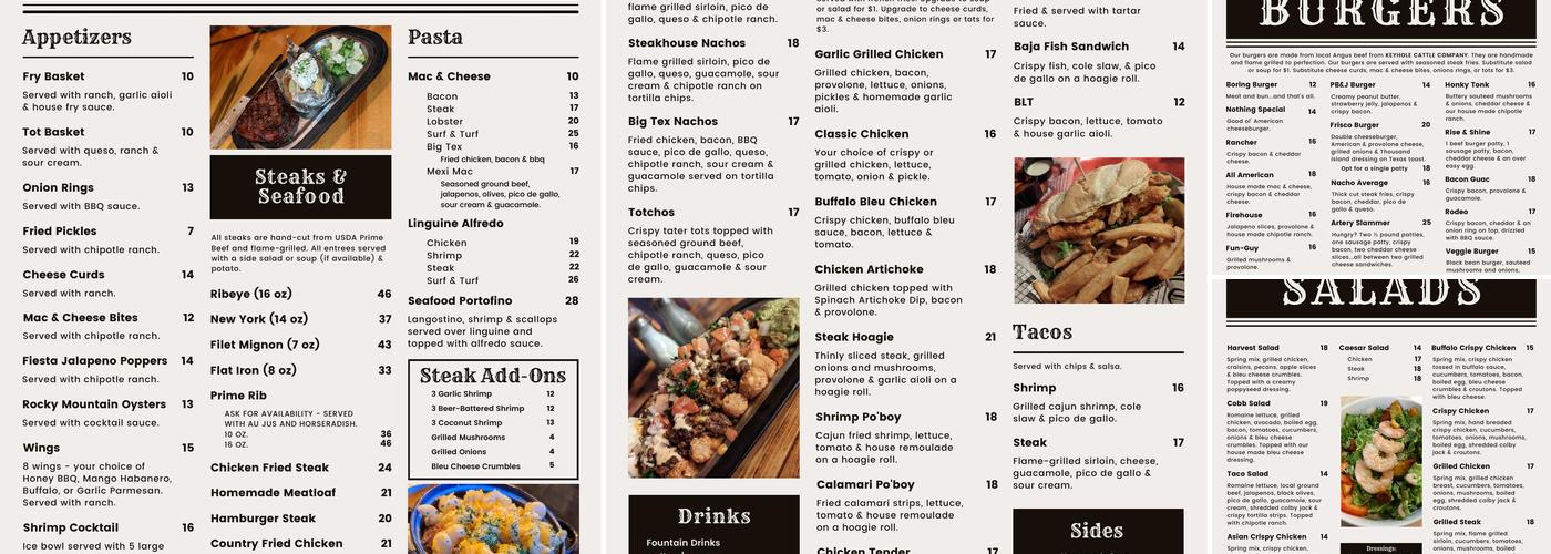 Stockman Steakhouse Menu