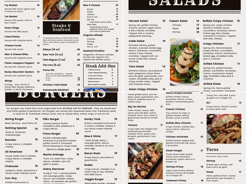 Stockman Steakhouse Menu