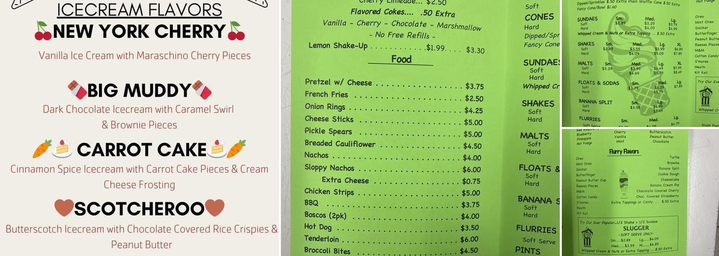 Time-Out Ice Cream Menu