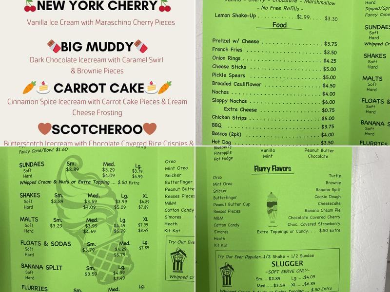 Time-Out Ice Cream Menu