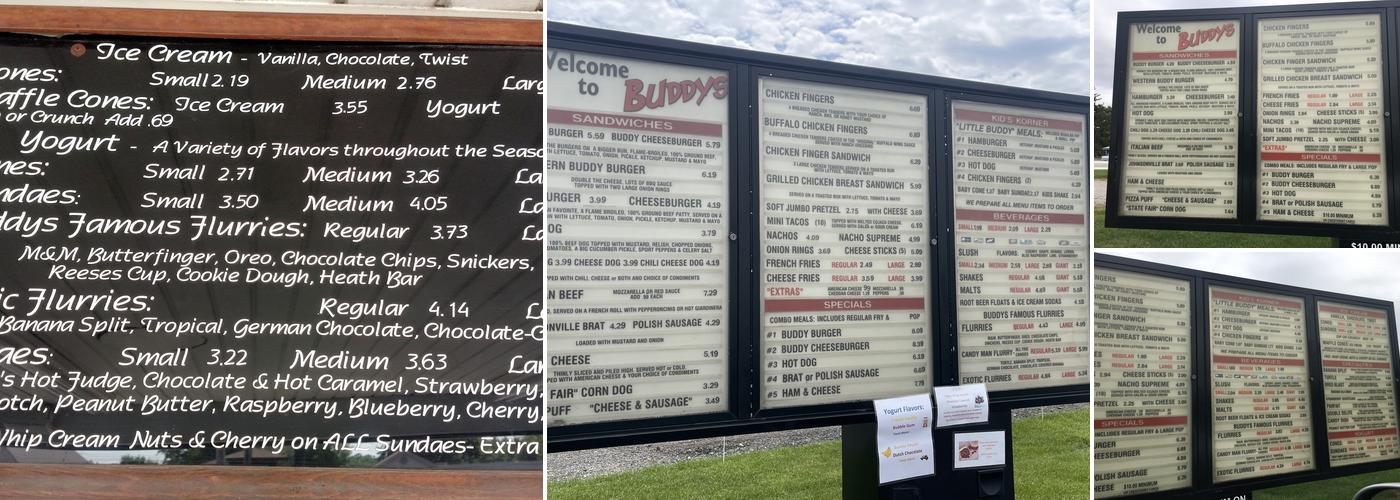 Buddys Drive-In Menu