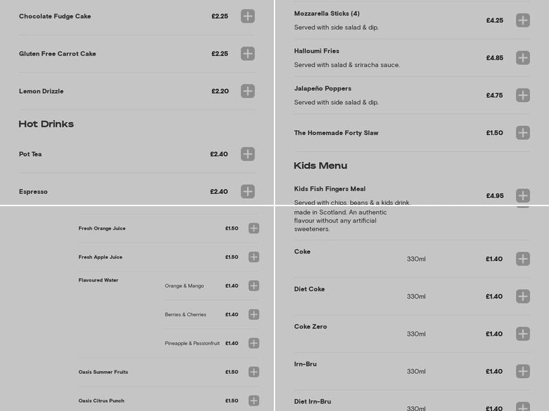 The Forty Twa Cafe Menu