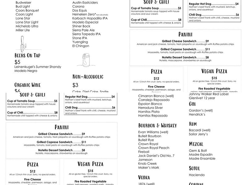 Planet Marfa Menu