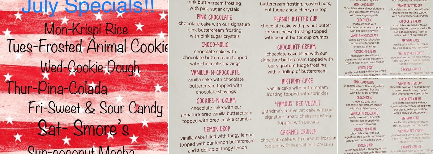 Smallcakes Cupcakery and Ice Cream Menu
