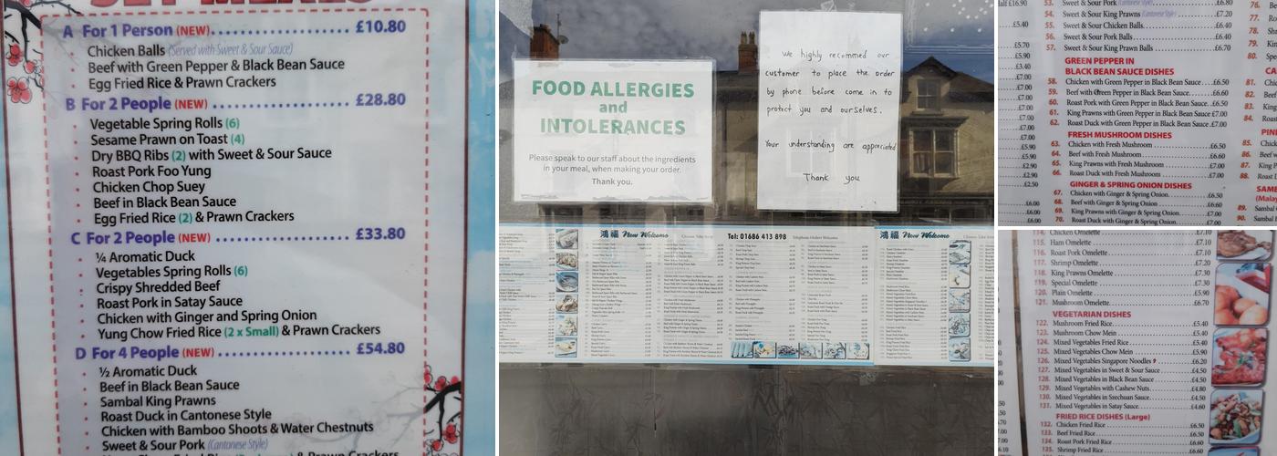 New Welcome Takeaway Menu