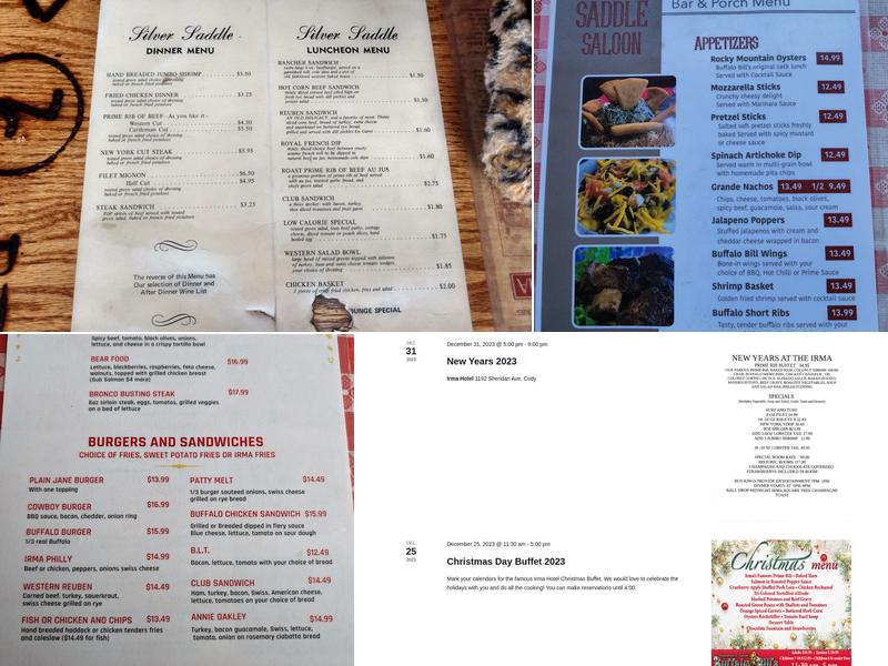 Silver Saddle Saloon Menu