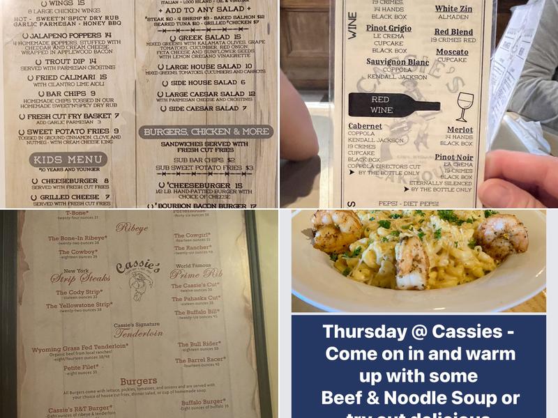 Cassie's Steakhouse Menu