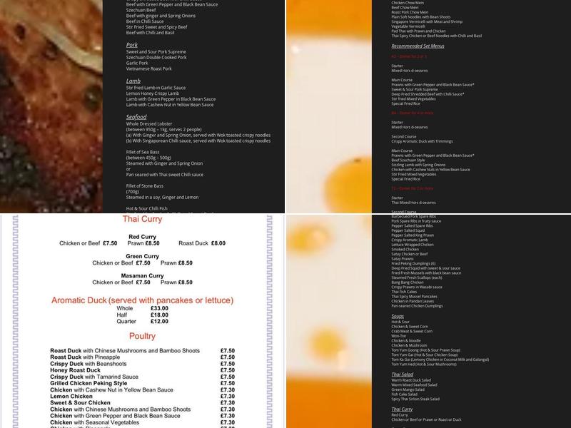 The Golden Elephant Menu