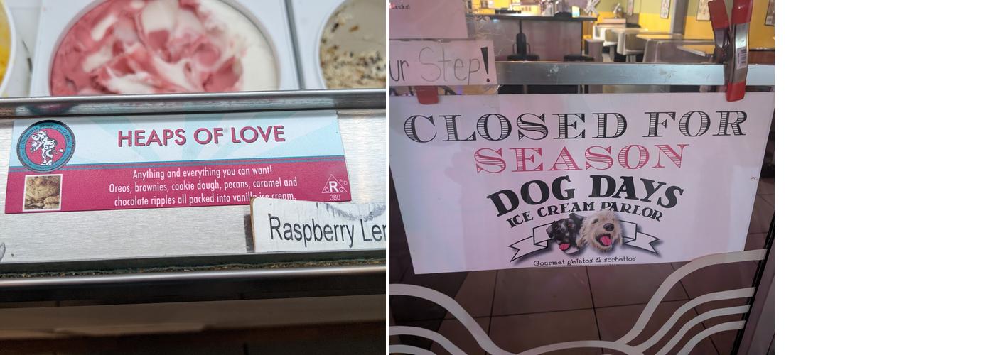 Dog Days Ice Cream Parlor Menu