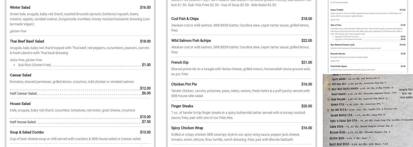 Salmon River Brewery Menu