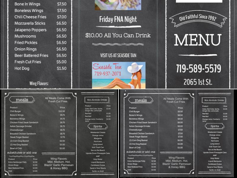 Weekends Tavern Menu