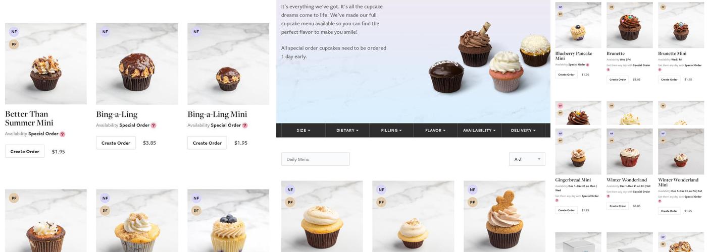 Oh My Cupcakes! Menu