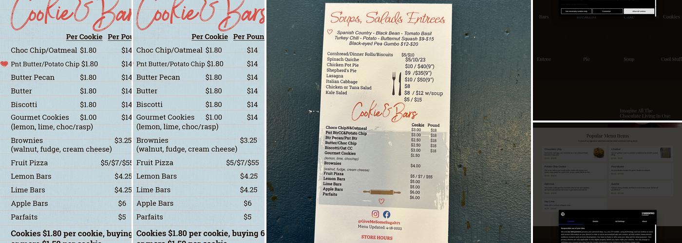 Give Me Some Sugah Menu