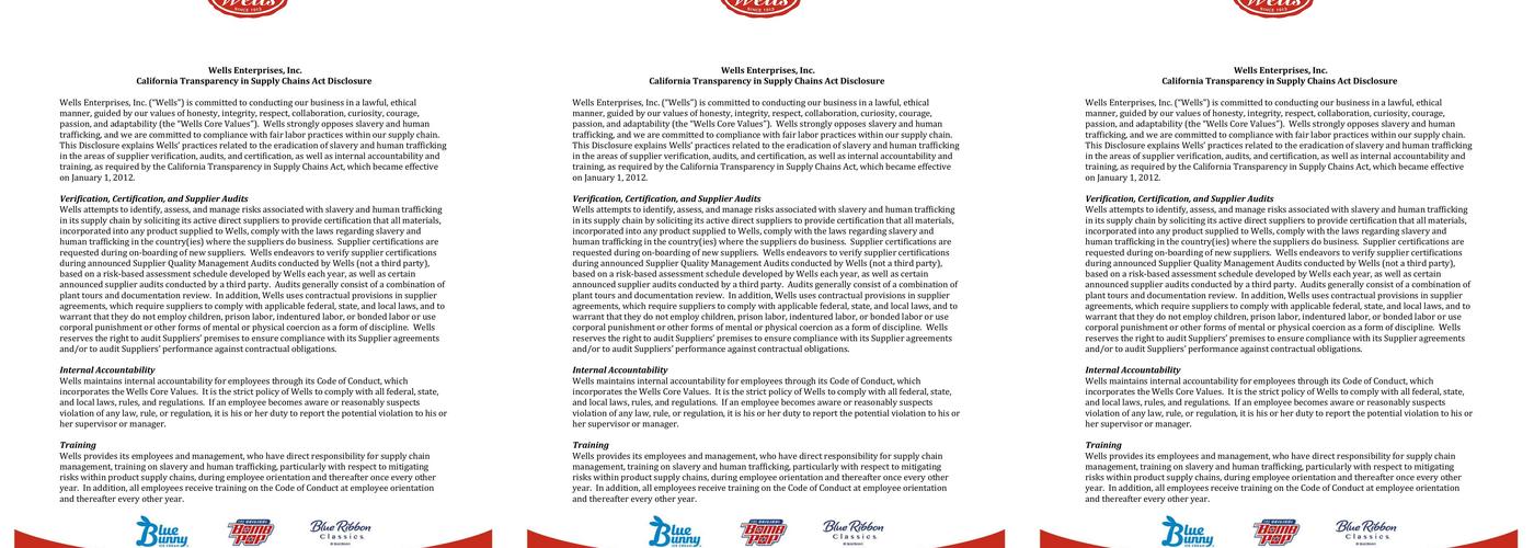 Wells Enterprises South Ice Cream Plant Menu