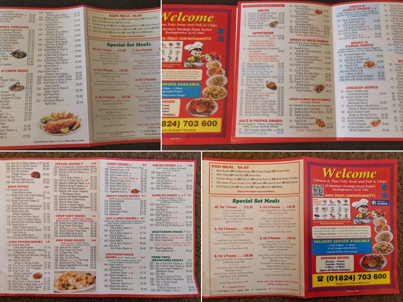 Welcome Chinese Take Away Menu