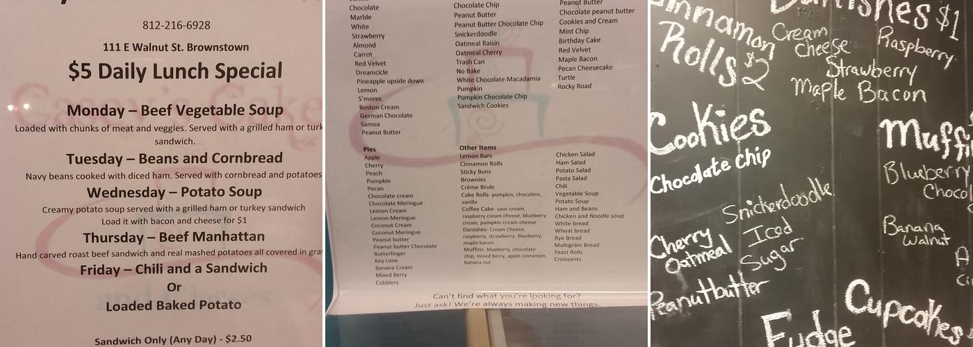Casey's Cakes And Classes Menu