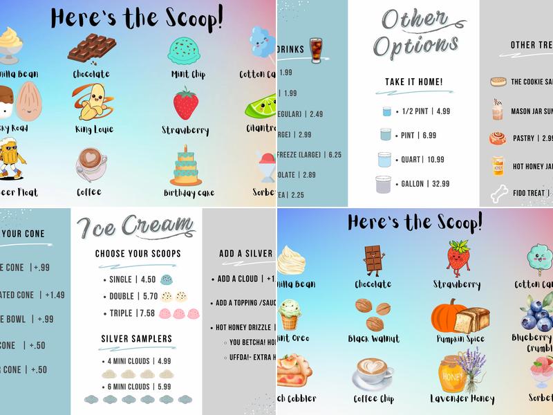 The Silver Lining Creamery Menu