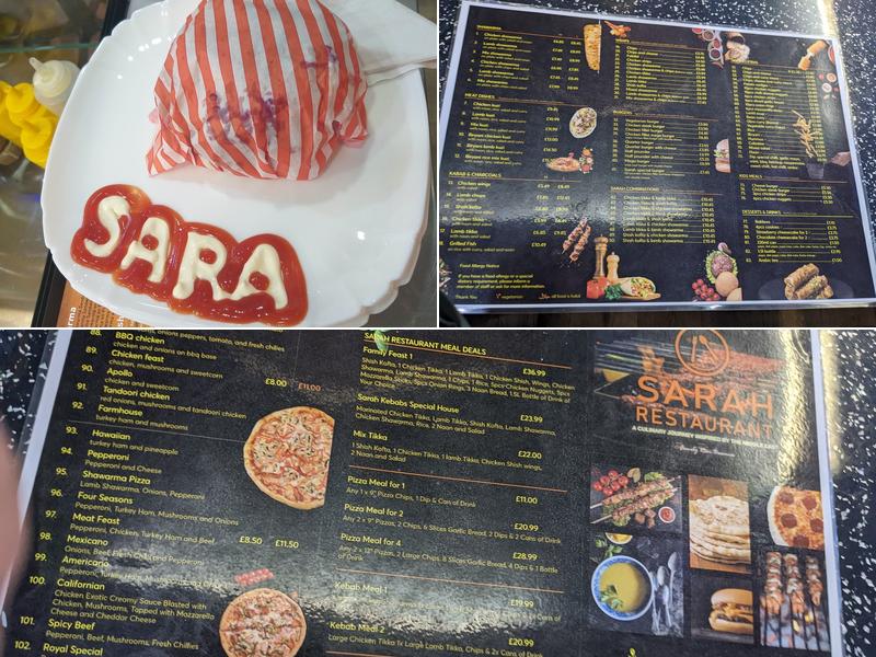 Sarah Restaurant Menu