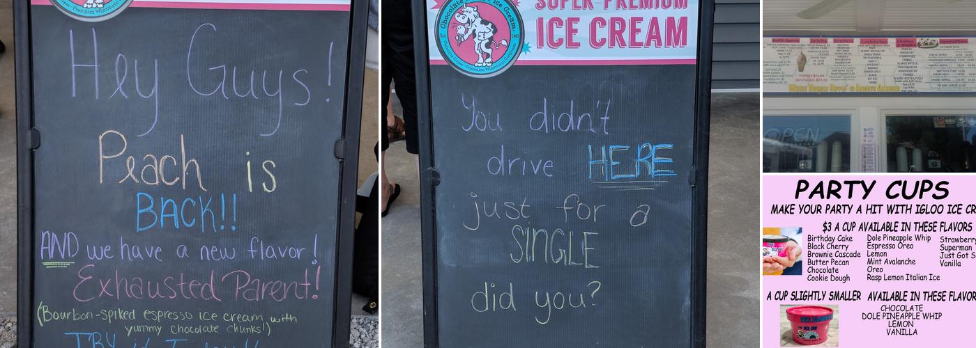 The Igloo Ice Cream Shop Menu