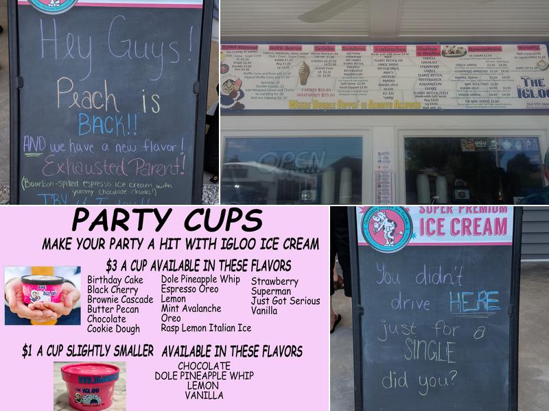 The Igloo Ice Cream Shop Menu